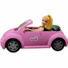 Manken Bebekli Sevimli Pembe Oyuncak Araba 2in1 YB-1979