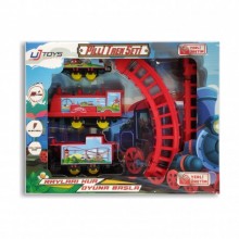 Pilli Raylı Vagonlu Oyuncak Tren Seti Kırmızı UJ-6104