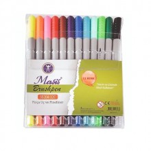 Masis Fineliner Brushpen.Fırça Uç Pvc 12 Renk 