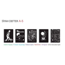 Siyah Defter A5 Telli ( KAPAK DÜZ SİTAH DESENSİZ )