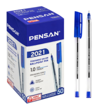 Pensan 2021 şeffaf tükenmez kalem mavi 50'li