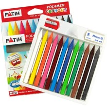 Fatih Polymer crayon uzun pastel boya 12 renkli silgi ve kalemtraşlı set