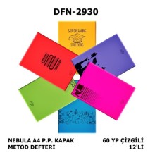 Defter A4 Plastik Kapak Çizgili 60 yp 12'li