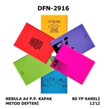 Defter A4 Plastik Kapak Kareli 80 yp 12'li 