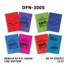 Defter A5 Plastik Kapak Çizgili 80 Yp 12'li