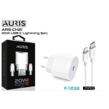 Auris ARS-CH21 USB-C Lightning 20W Şarj Aleti Seti