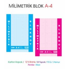 Milimetrik A-4 Blok Not Defteri 12'li
