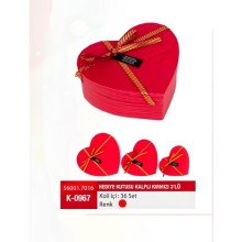 Kalp Kutu 3'lü Kırmızı 