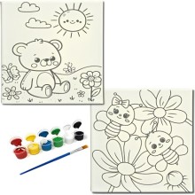 Acrox Tuval 20x20 cm Canvas Kumaş Boya Seti Hediyeli  Baskılı  10 Farklı  Model 