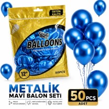 Metalik Mavi Balon 50'li