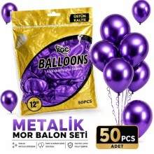 Metalik Mor Balon 50'li