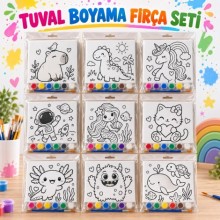 Acrox Tuval 20x20 cm Canvas Kumaş Boya Seti Hediyeli  Baskılı  10 Farklı  Model 